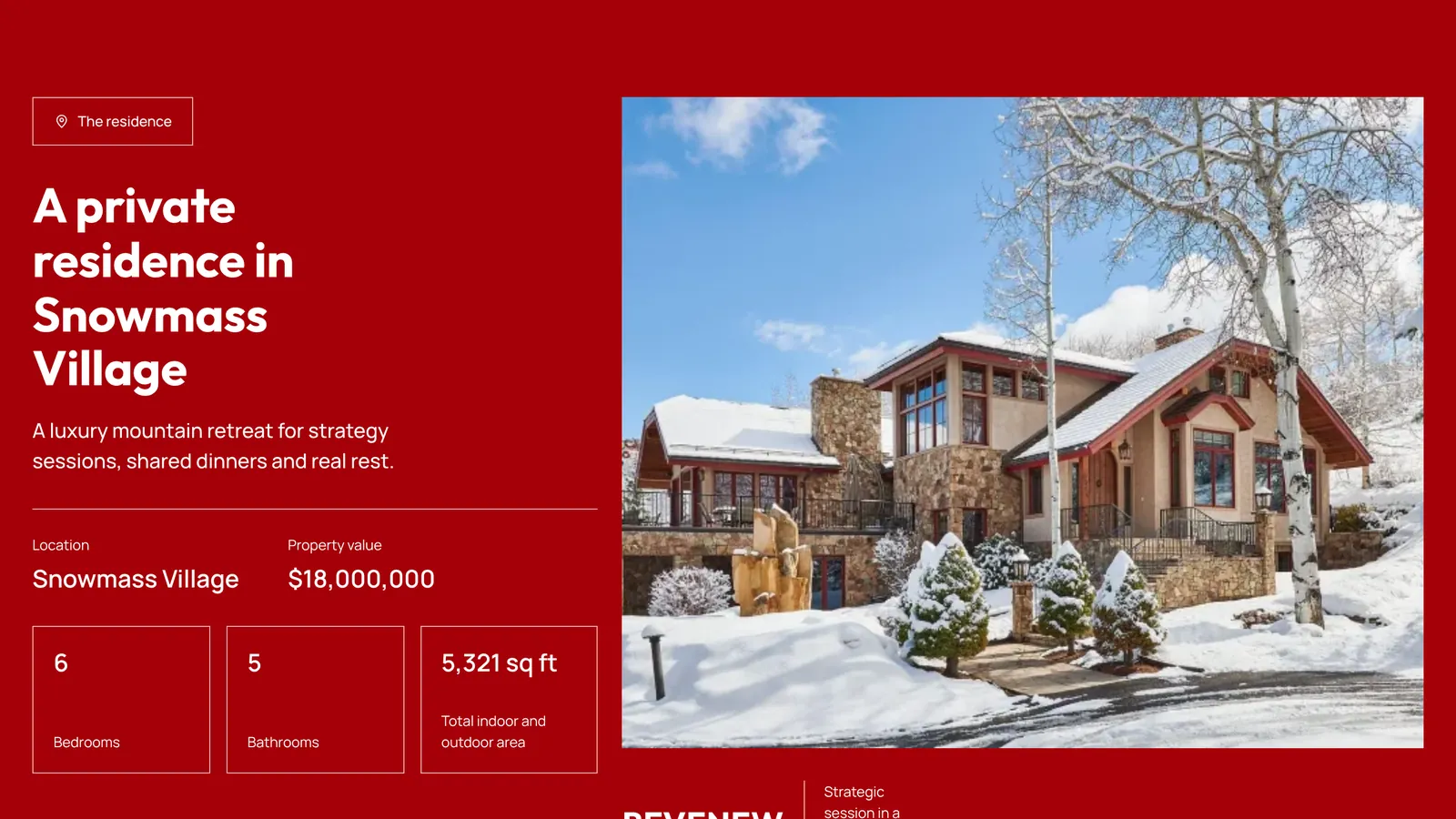Aspen: The residence block with facts about the house