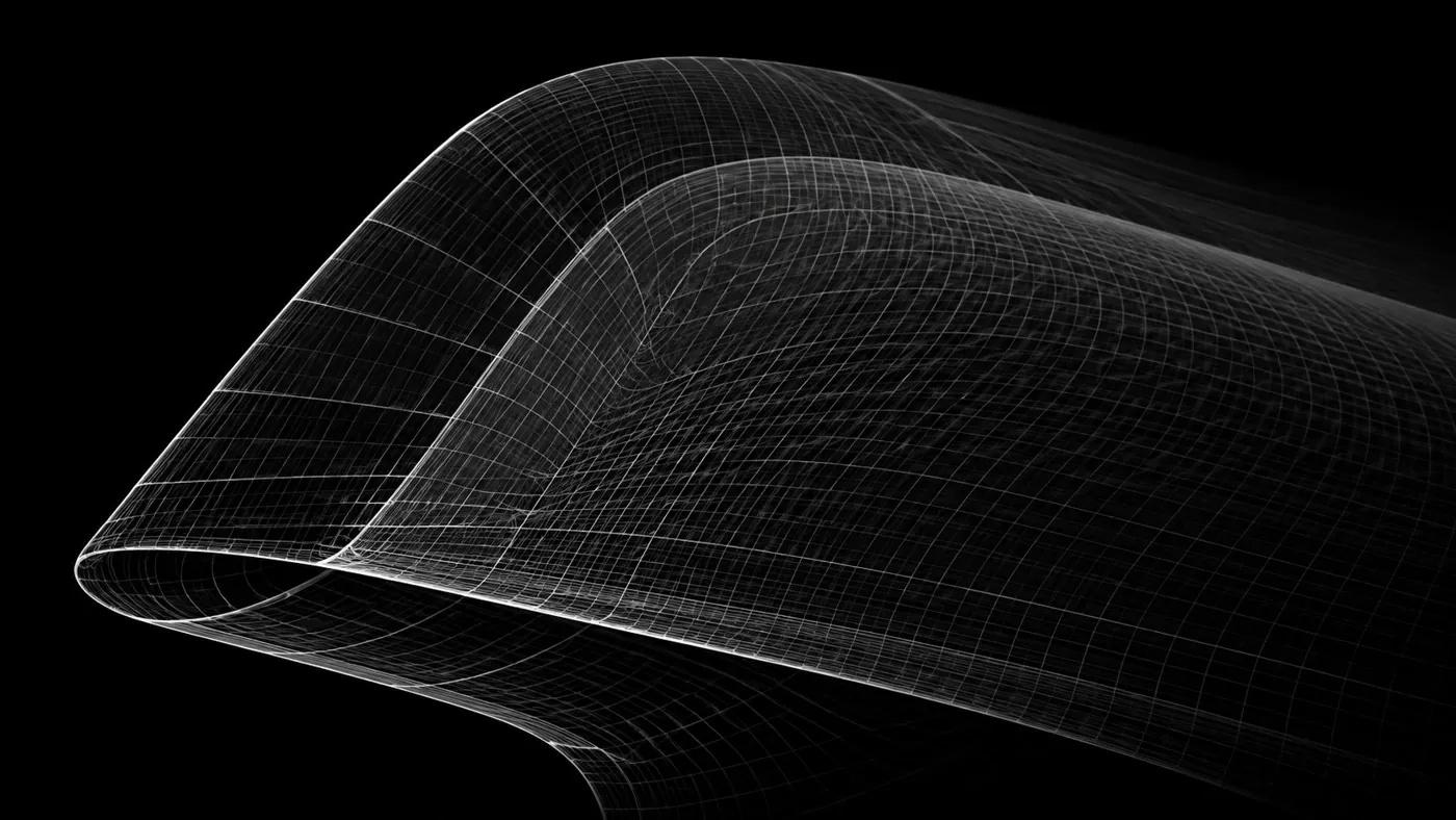 Wireframe render of a curved composite surface