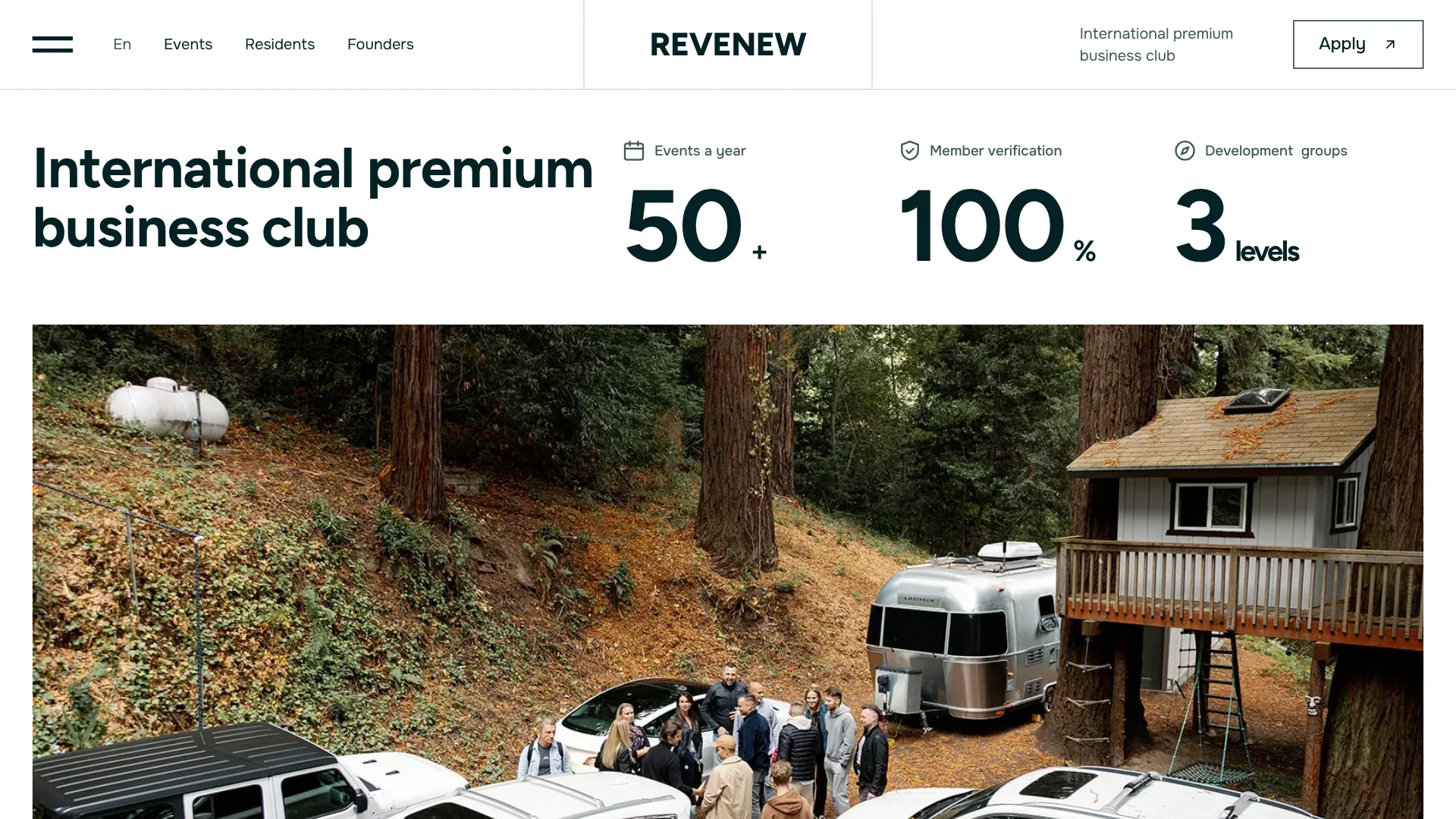 Revenew: first screen with the club headline and key figures