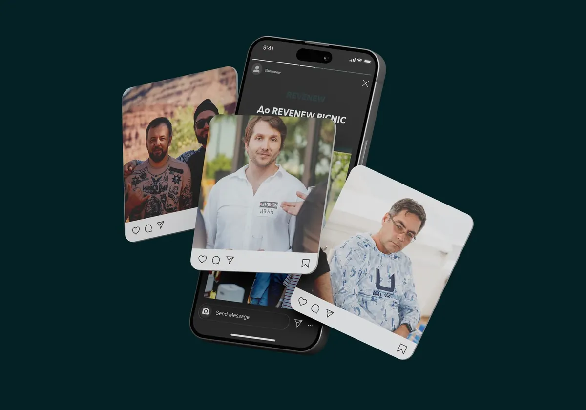 Revenew social posts on a phone